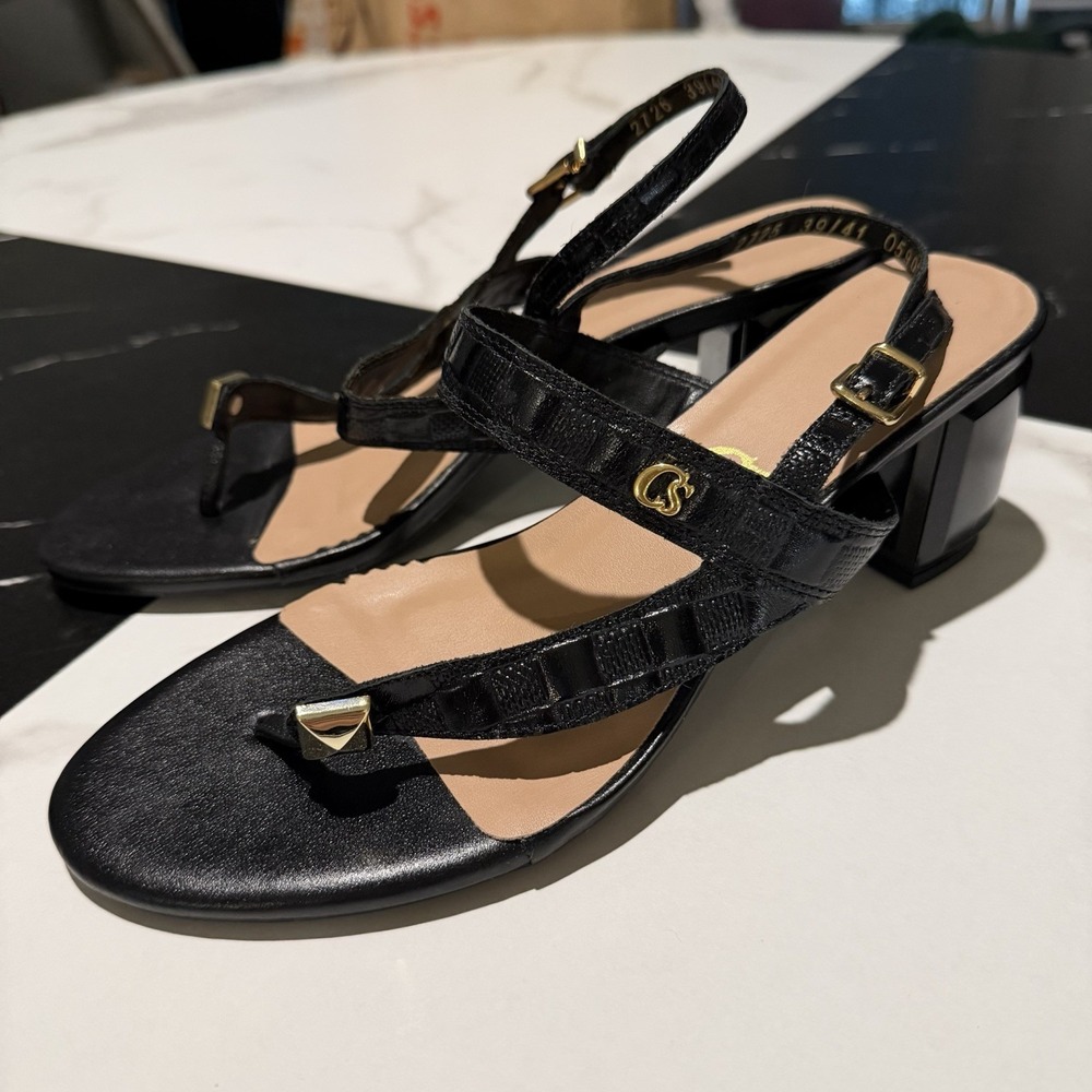 Carmen Steffens Black Studded Sandal Asymmetric BRA 39 EUR 41 US 9 Brazilian NEW